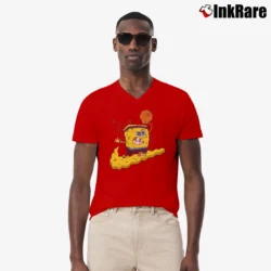 Men’s Nike Kyrie X Spongebob Dri Fit Patrick Star Classic V-Neck Tee in red | Sharp, Breathable, Everyday Staple