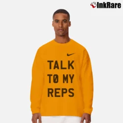 Men’s Nike Talk To My Reps Graphic Sports Long-Sleeve Shirt in orange | Sleek, Lightweight, Year-Round Wear