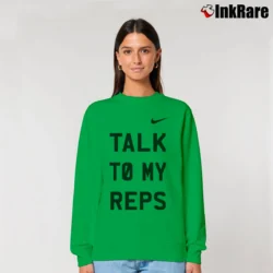 Women’s Nike Talk To My Reps Graphic Sports Relaxed Sweatshirt in irish green | Soft, Laid-Back Vibe