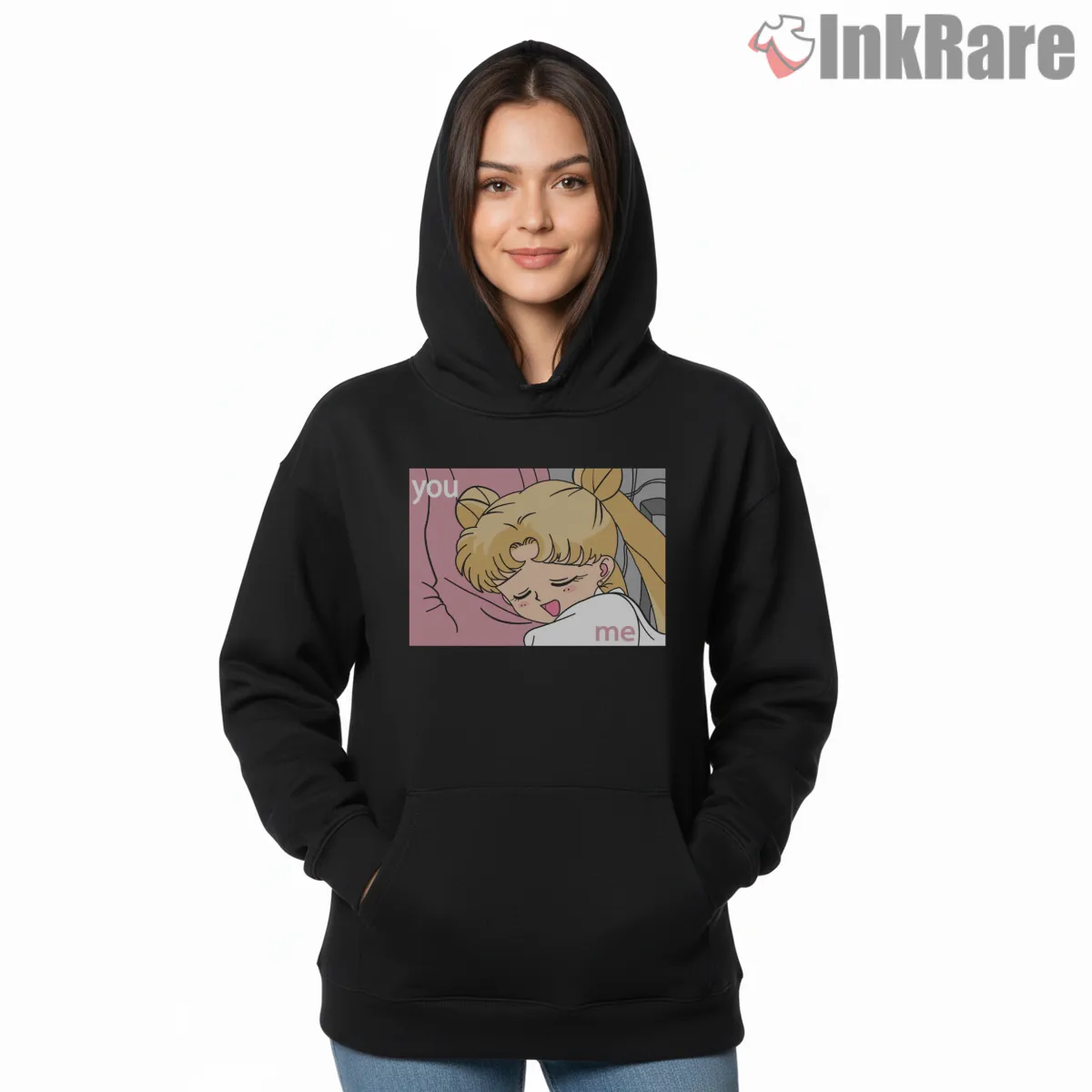 Nineties Anime Nostalgia Sleeping Heroine Hoodie Black Nineties Anime Nostalgia Sleeping Heroine Shirt on black hoodie for women graphic tee