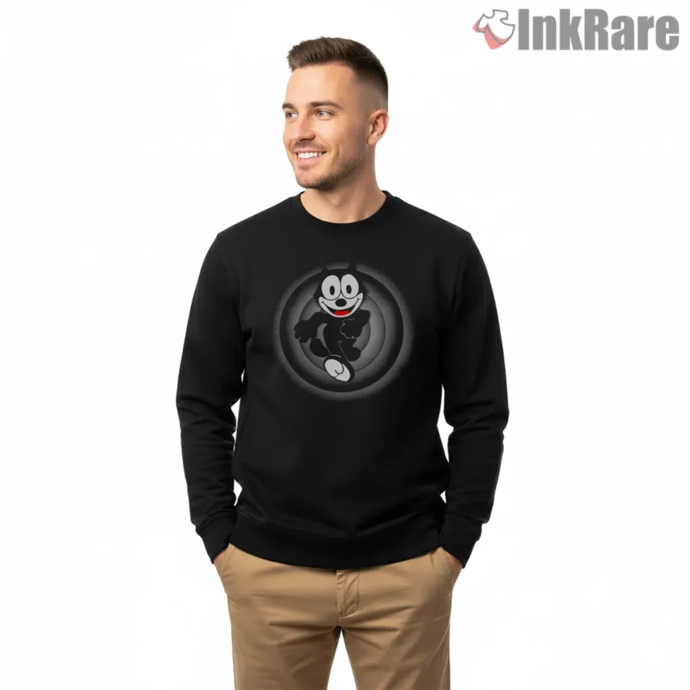 Nineties Felix The Cat Spiral Run Shirt on graphic shirt for men graphic tee