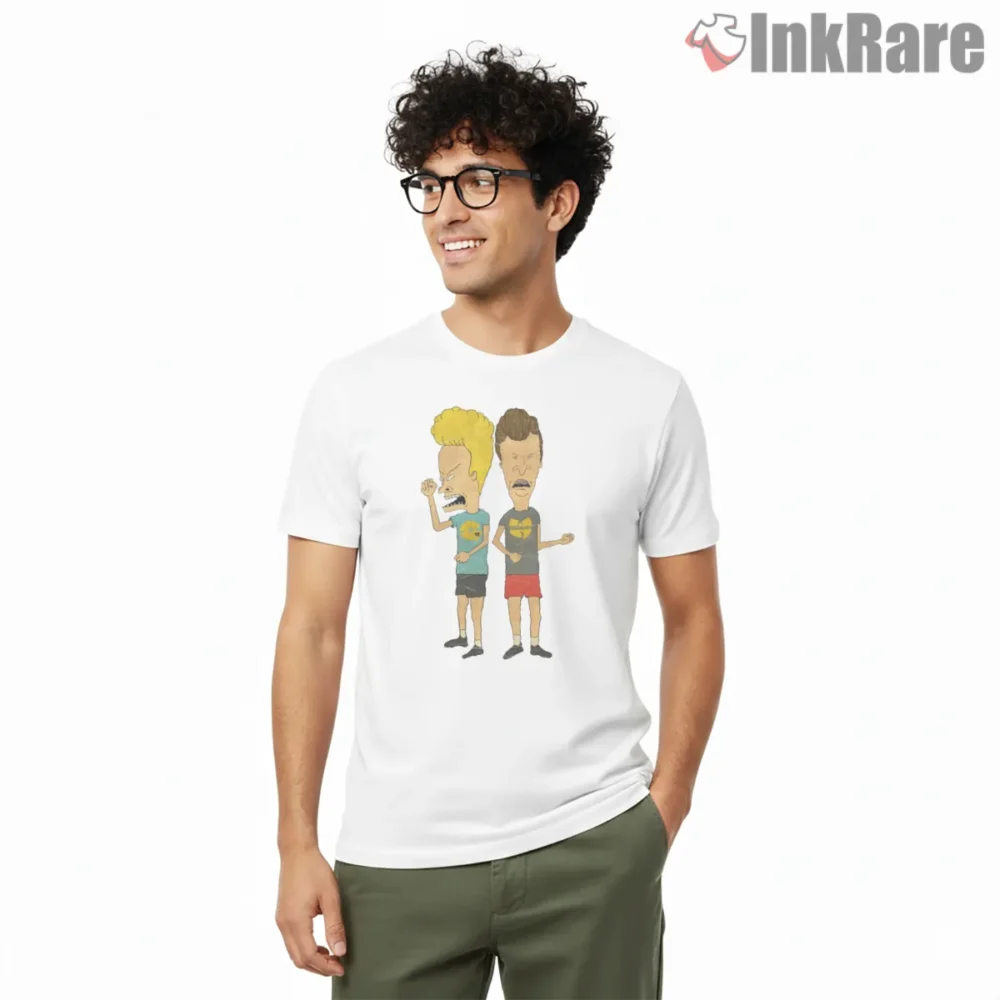 Nineties Slacker Cartoon Duo Wu Tang Meme Shirt on white short sleeve shirt for men graphic tee