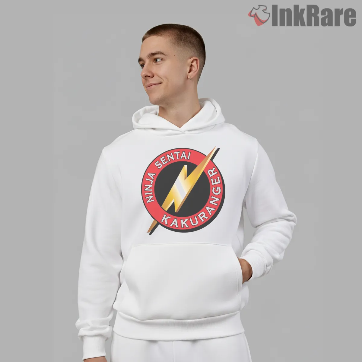 Ninja Kakuranger Lightning Emblem Shirt on white hoodie for men graphic tee