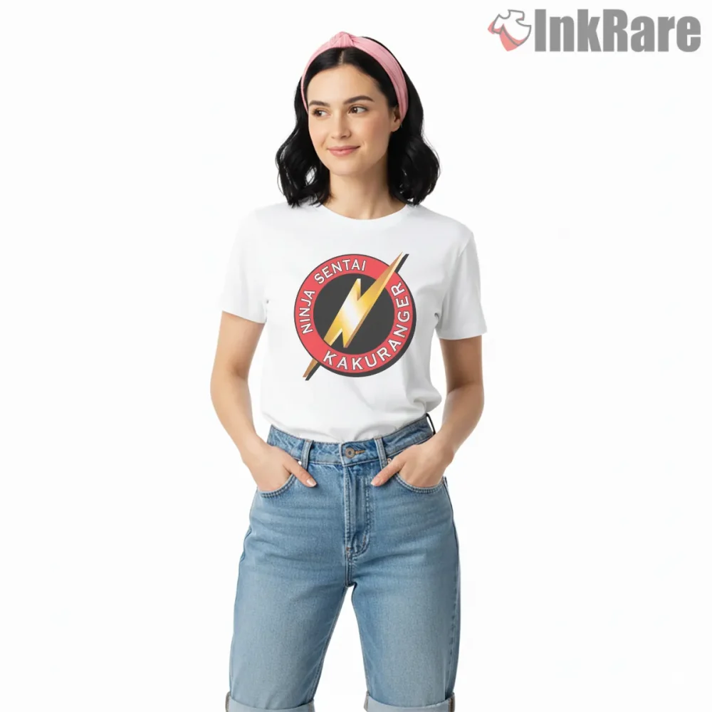 Ninja Kakuranger Lightning Emblem Shirt on white short sleeve shirt for women graphic tee