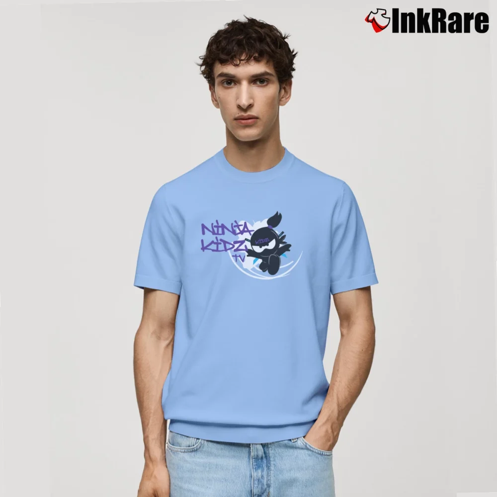 Men’s Ninja Kidz Tv Flower Youth Graphic Classic T-Shirt in light blue | Soft, Breathable Everyday Wear