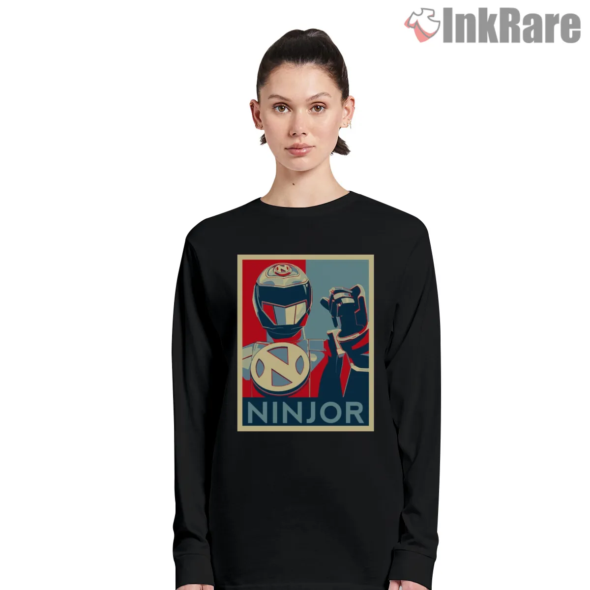 Ninjor Peace Symbol Retro Ranger Guardian Long Sleeve Black Ninjor Peace Symbol Retro Ranger Guardian Shirt on black long sleeve shirt for women graphic tee