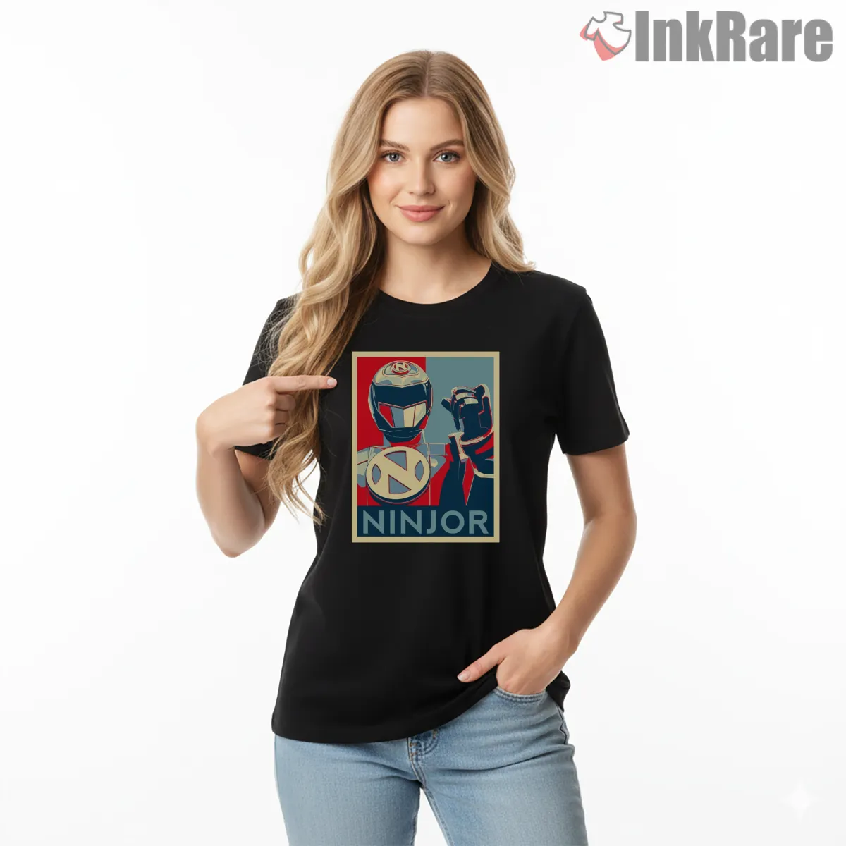 Ninjor Peace Symbol Retro Ranger Guardian Short Sleeve Black Ninjor Peace Symbol Retro Ranger Guardian Shirt on black short sleeve shirt for women graphic tee