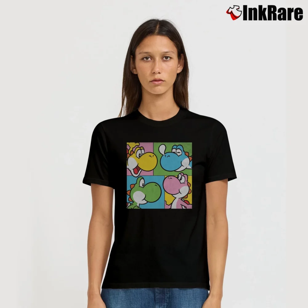 Women’s Nintendo Yoshi Party Video Game Signature T-Shirt in black | Soft, Flattering Fit