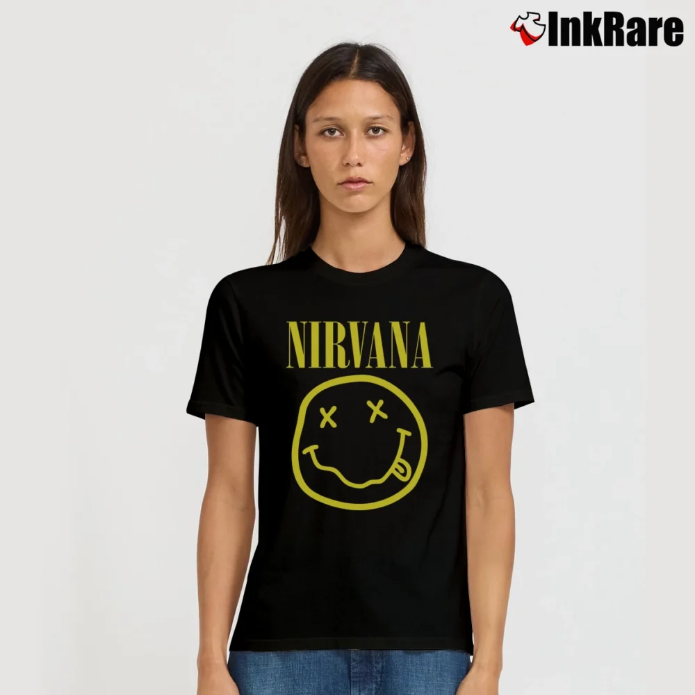 Women’s Nirvana Grunge Rock Band Vintage Signature T-Shirt in black | Soft, Flattering Fit