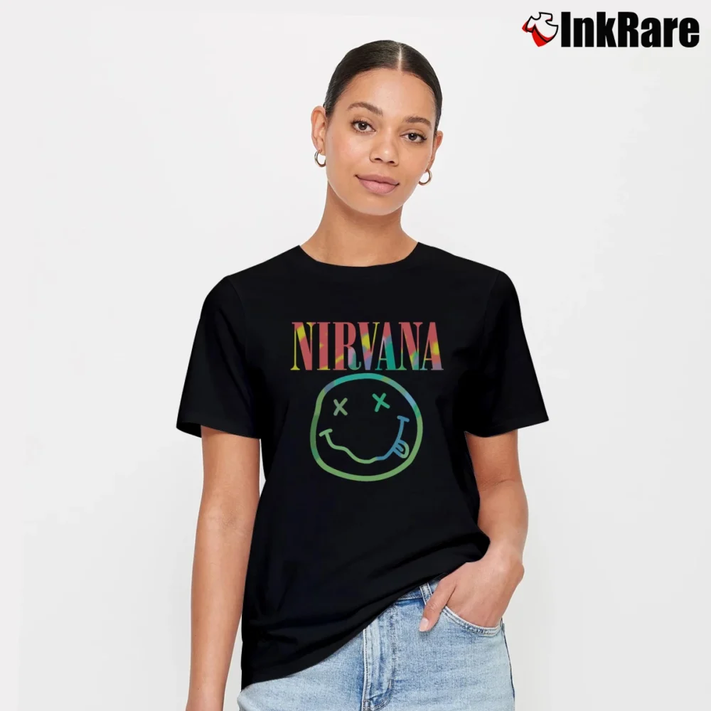 Women’s Nirvana Neon Smile Boyfriend Signature T-Shirt in black | Soft, Flattering Fit