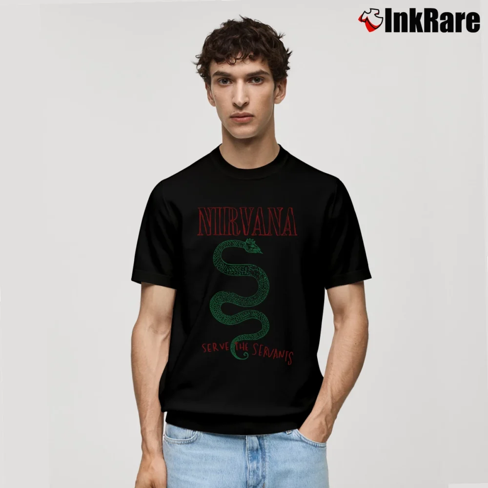 Men’s Nirvana Serve The Servants Serpent Classic T-Shirt in black | Soft, Breathable Everyday Wear