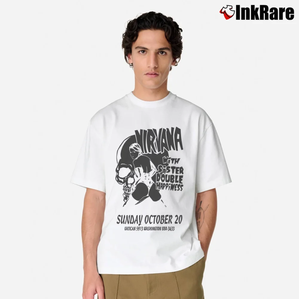 Men’s Nirvana With Sister Double Happiness Classic T-Shirt in white | Soft, Breathable Everyday Wear
