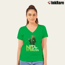 Women’s Nita Strauss Us Tour 2019 Black V-Neck Tee in irish green | Chic Neckline, Soft Texture