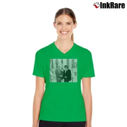 Women’s Nixon And Elvis Graphic V-Neck Tee in irish green | Chic Neckline, Soft Texture