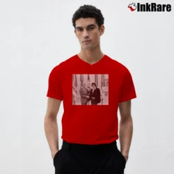 Men’s Nixon And Elvis Graphic V-Neck Tee in red | Sharp, Breathable, Everyday Staple