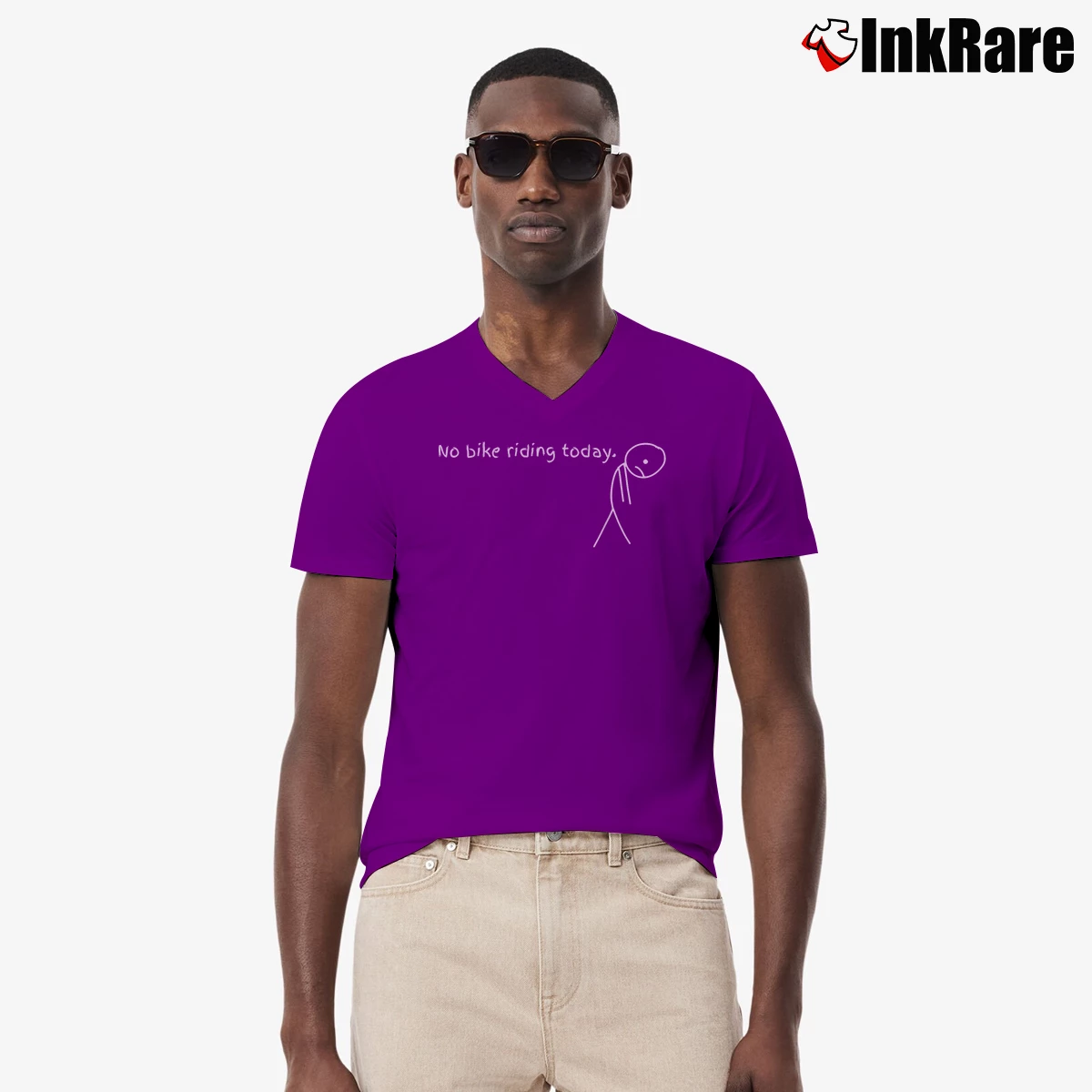 Men’s No Bike Riding Today V-Neck Tee in purple | Sharp, Breathable, Everyday Staple
