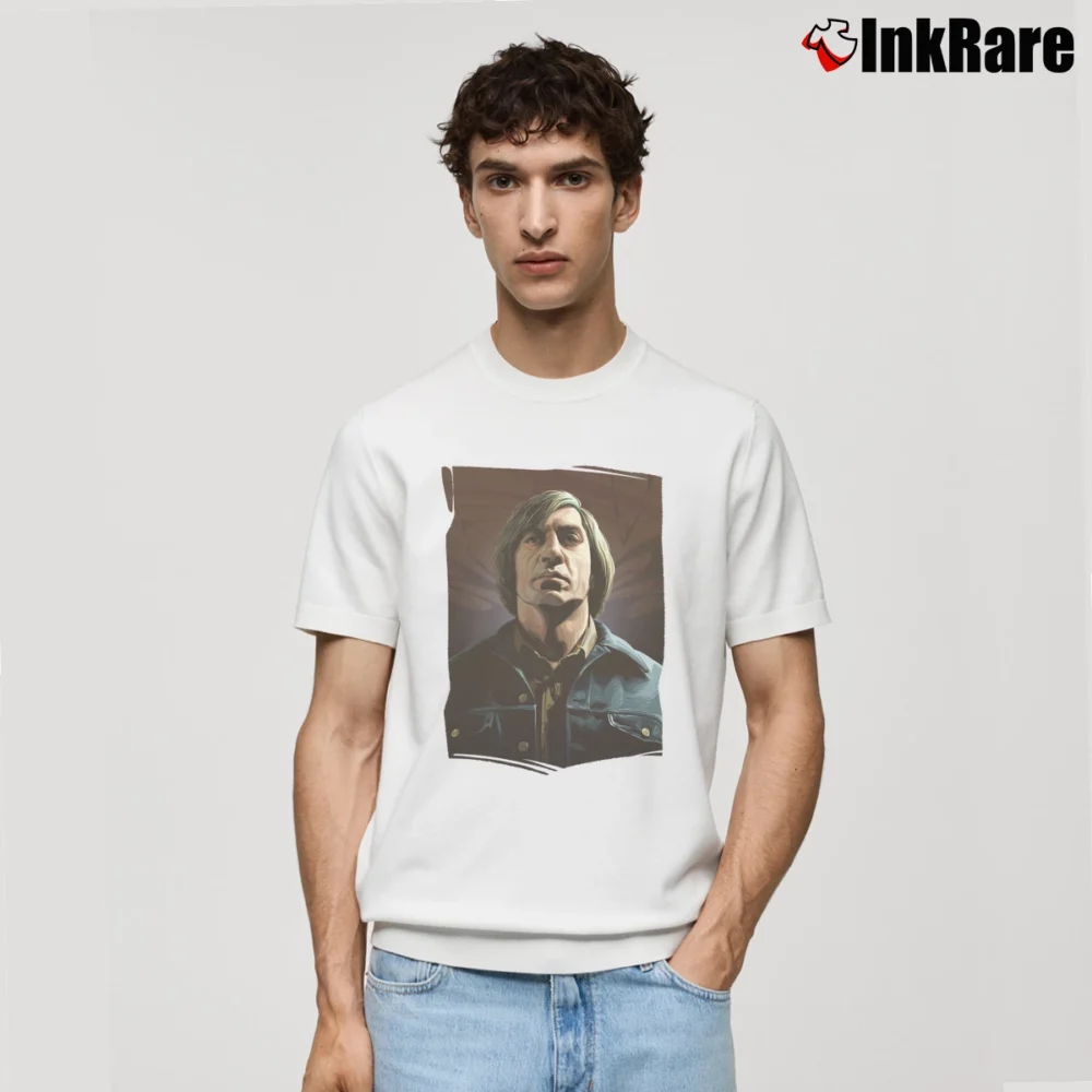 Men’s No Country For Old Men Anton Chigurh Classic T-Shirt in white | Soft, Breathable Everyday Wear