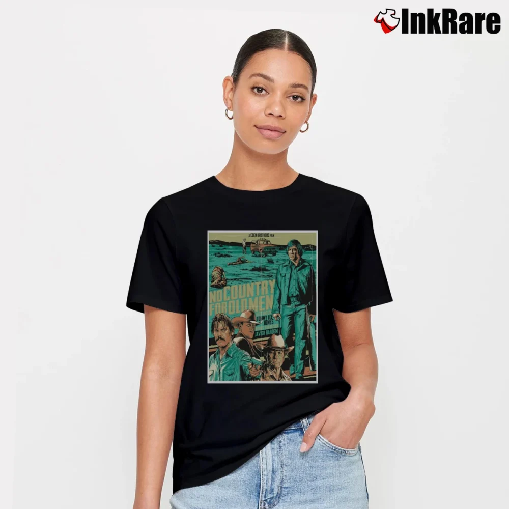 Women’s No Country For Old Men Retro Poster Signature T-Shirt in black | Soft, Flattering Fit