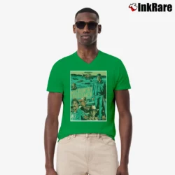 Men’s No Country For Old Men Retro Poster V-Neck Tee in irish green | Sharp, Breathable, Everyday Staple