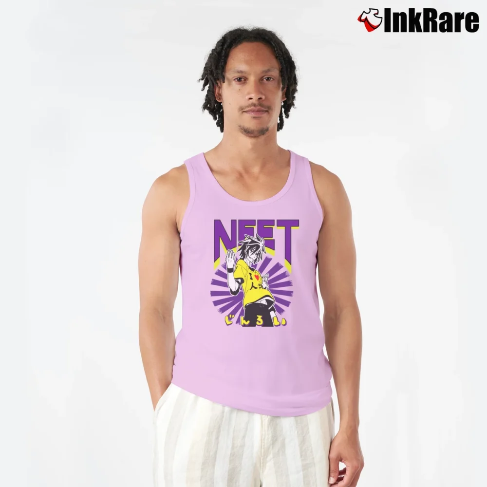 Men’s No Game No Life Sora Neet Anime Tank Top in light pink | Breathable, Active-Friendly Design