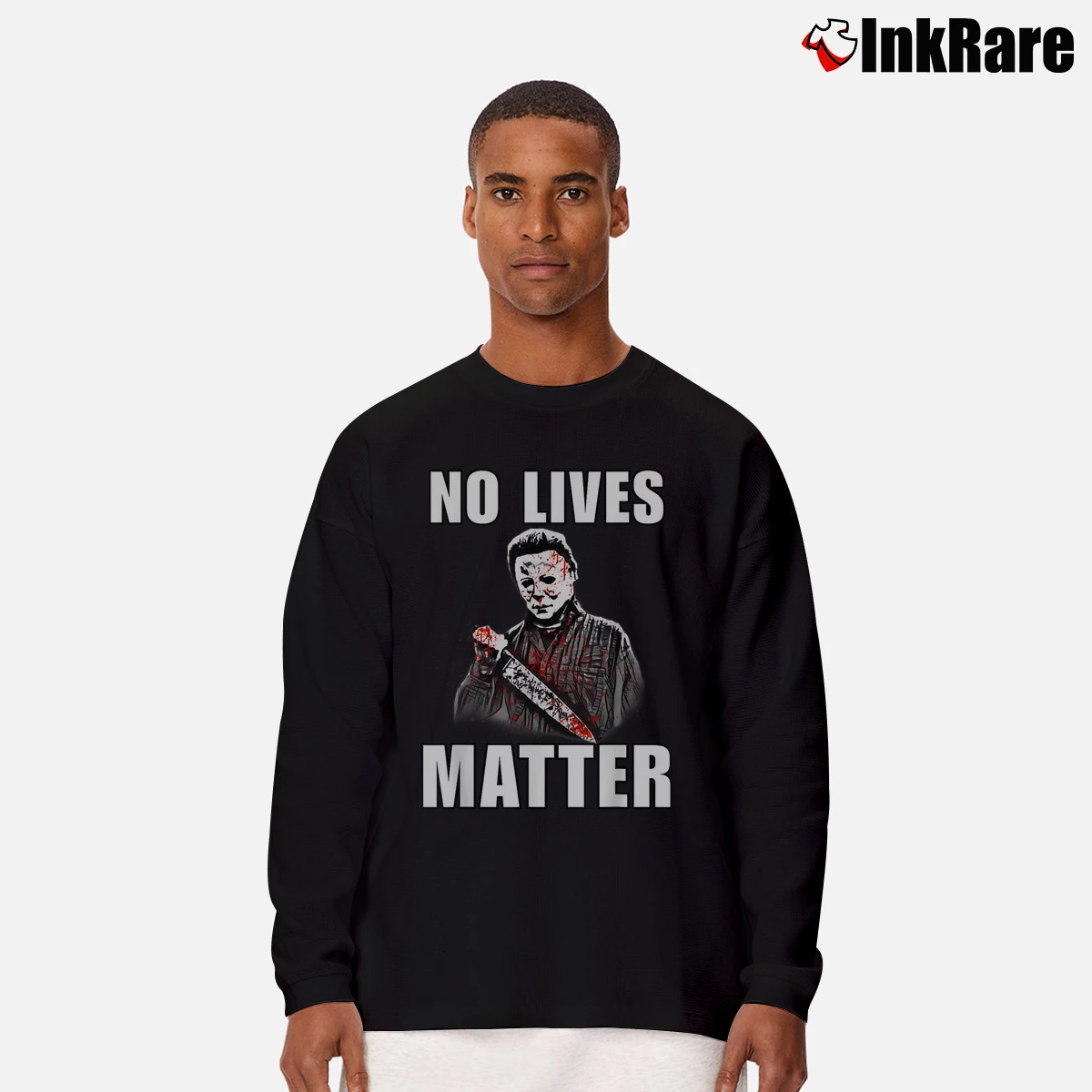 Men’s No Lives Matter Spooky Halloween Long-Sleeve Shirt in black | Sleek, Lightweight, Year-Round Wear