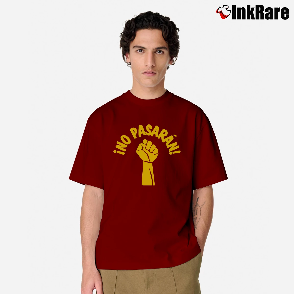 No Pasaran Spanish Civil War Men’s Classic Tee in maroon – Premium Comfort Men’s No Pasaran Spanish Civil War Classic T-Shirt in maroon | Soft, Breathable Everyday Wear
