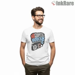 No Sleep Till Brooklyn Graffiti Boombox Beastie Boys Shirt on white short sleeve shirt for men graphic tee