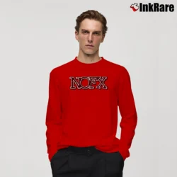 Men’s nofx logo punk rock band graphic Long-Sleeve Shirt in red | Sleek, Lightweight, Year-Round Wear