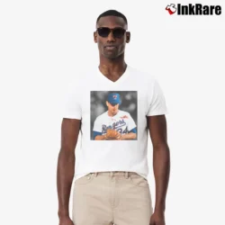 Men’s Nolan Ryan Bloody Face V-Neck Tee in white | Sharp, Breathable, Everyday Staple