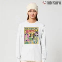 Non Threatening Boys Magazine Simpsons Retro Cover Shirt on white long sleeve shirt for women graphic tee