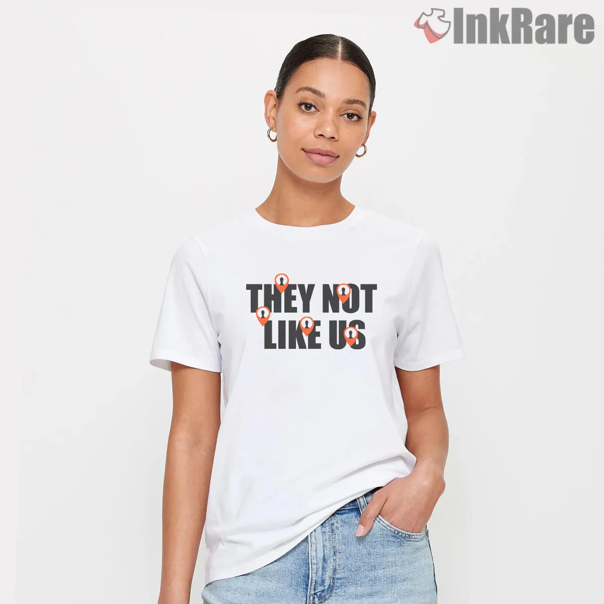 Not Like Us Kendrick Lamar Bold Text Graphic Short Sleeve White Not Like Us Kendrick Lamar Bold Text Graphic Shirt on white short sleeve shirt for women graphic tee
