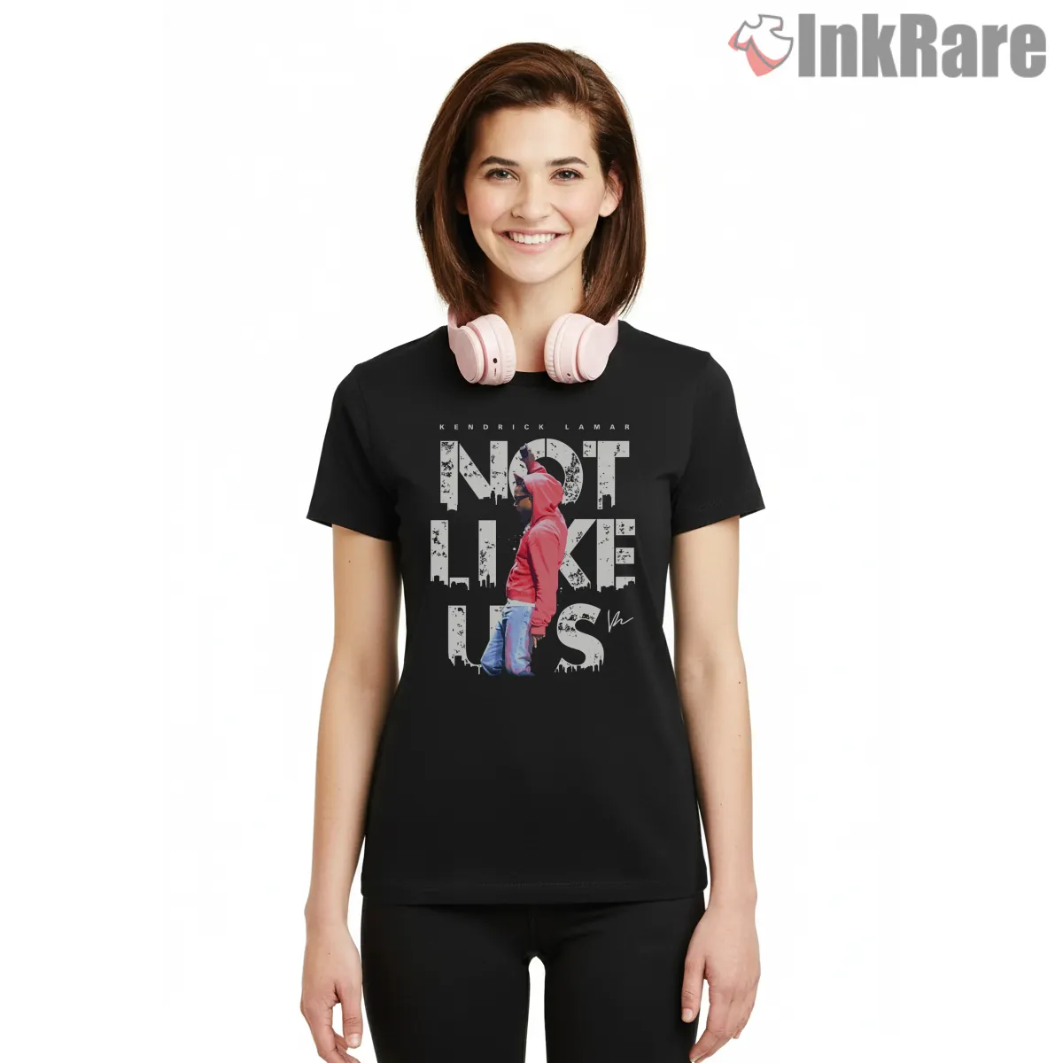 Not Like Us Kendrick Lamar Red Hoodie Pose Short Sleeve Black Not Like Us Kendrick Lamar Red Hoodie Pose Shirt on black short sleeve shirt for women graphic tee