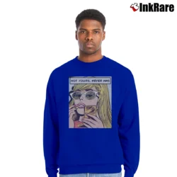 Men’s Not Yours Never Was Comic Fitted Crewneck Sweatshirt in royal blue | Cozy Fabric, Clean Style