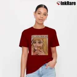 Women’s Not Yours Never Was Comic Fitted Signature T-Shirt in maroon | Soft, Flattering Fit