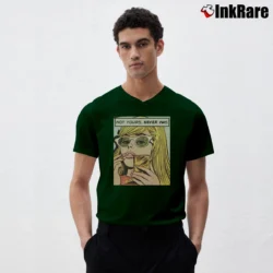 Men’s Not Yours Never Was Comic Fitted V-Neck Tee in forest green | Sharp, Breathable, Everyday Staple