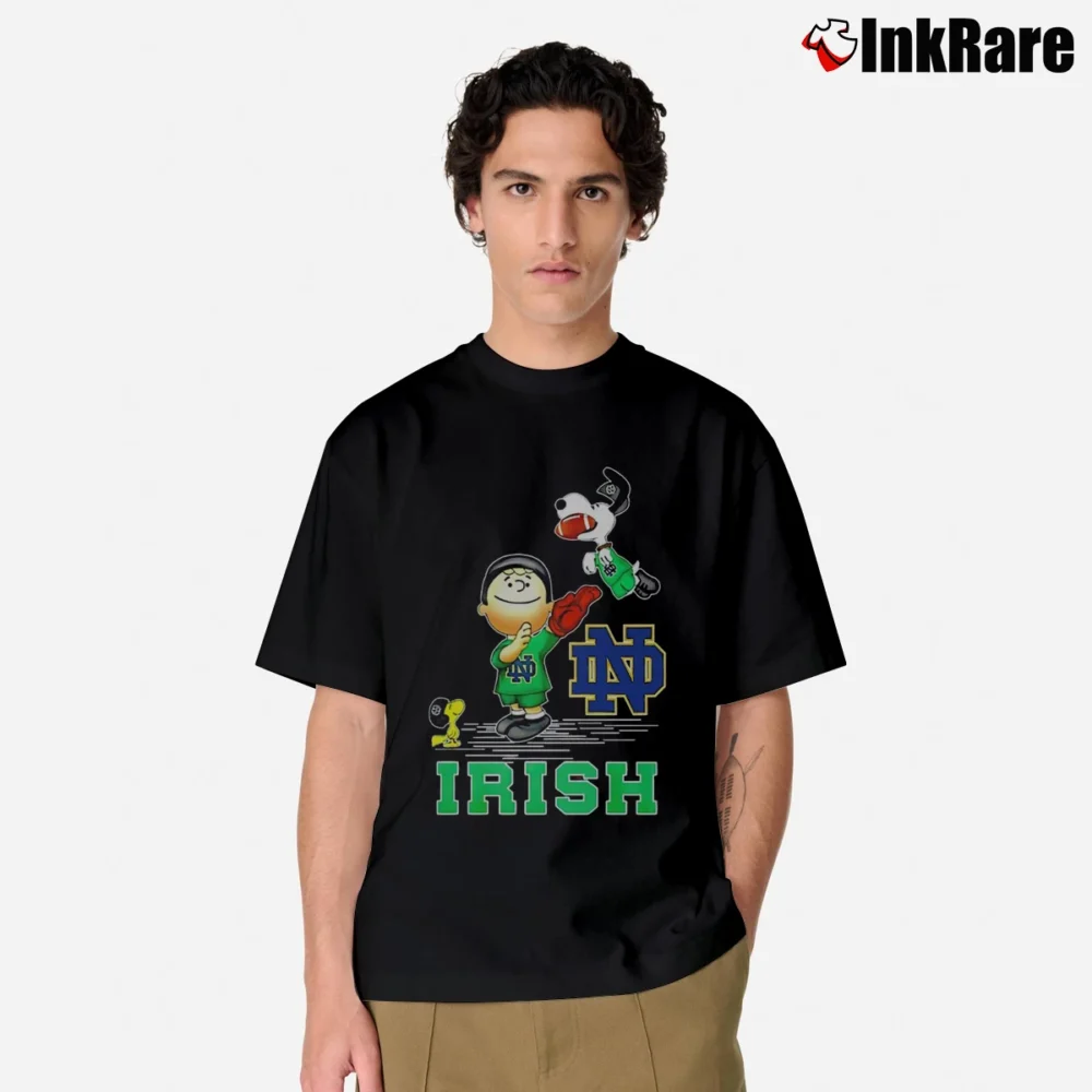 Men’s Notre Dame Fighting Irish Snoopy And Woodstock Classic T-Shirt in black | Soft, Breathable Everyday Wear