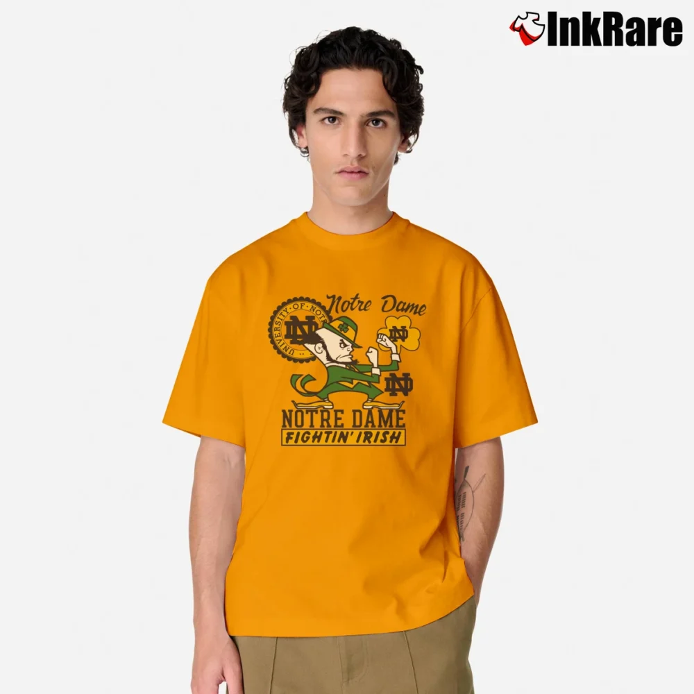 Men’s Notre Dame Irish Mascot Spellout Big Logo Classic T-Shirt in orange | Soft, Breathable Everyday Wear