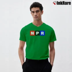 Men’s Npr Logo Colorsize Public Radio V-Neck Tee in irish green | Sharp, Breathable, Everyday Staple