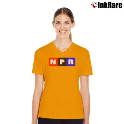 Women’s Npr Logo Colorsize Public Radio V-Neck Tee in orange | Chic Neckline, Soft Texture