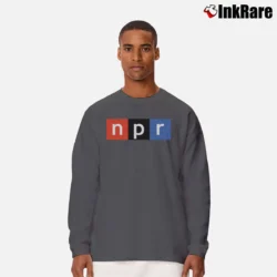 Men’s Npr National Public Radio Logo Long-Sleeve Shirt in charcoal | Sleek, Lightweight, Year-Round Wear