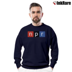Men’s Npr National Public Radio Logo Crewneck Sweatshirt in navy | Cozy Fabric, Clean Style