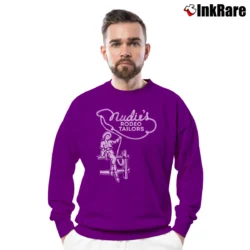 Men’s Nudies Rodeo Tailor Western Crewneck Sweatshirt in purple | Cozy Fabric, Clean Style