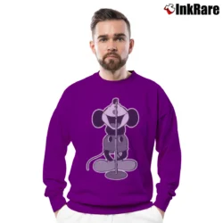 Men’s Number Nine Mickey Mouse Graphic Crewneck Sweatshirt in purple | Cozy Fabric, Clean Style