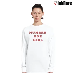 Women’s number one girl rose romantic floral graphic Long-Sleeve Top in white | Sleek, Versatile, All-Season