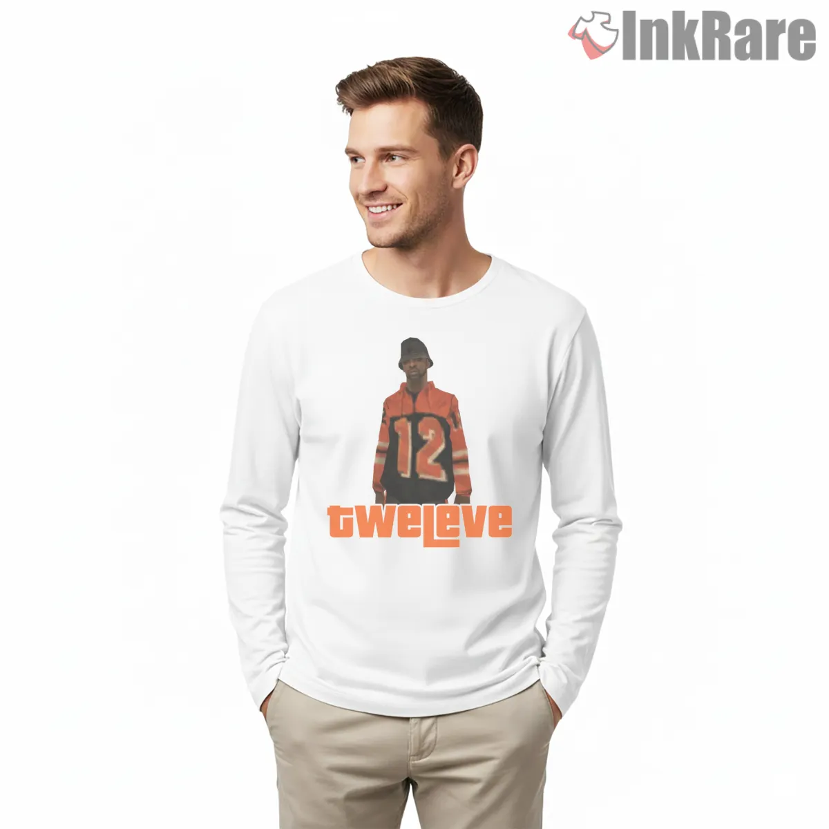 Number Twelve Sports Style Character Gta Inspired Shirt on white long sleeve shirt for men graphic tee