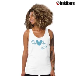 Women’s Nurse Loves Mickey Mouse Disney Tank Top in white | Lightweight, Movement-Friendly