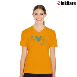 Women’s Nurse Loves Mickey Mouse Disney V-Neck Tee in orange | Chic Neckline, Soft Texture