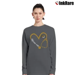 Women’s Nurse Mizzou Tigers Graphic Long-Sleeve Top in charcoal | Sleek, Versatile, All-Season