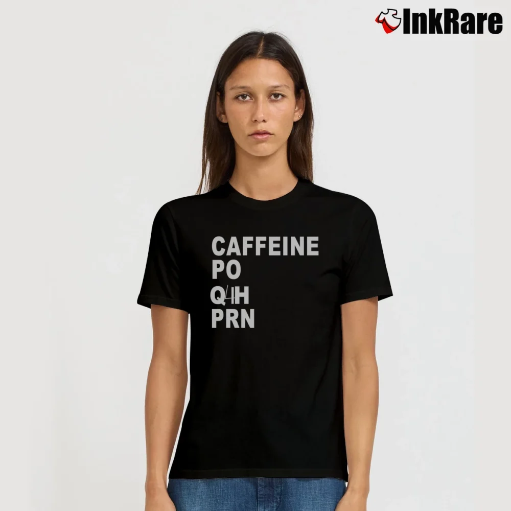 Women’s Nursing Student Caffeine Quote Signature T-Shirt in black | Soft, Flattering Fit