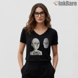 Nux Witness Me One Punch Man Mashup Anime Shirt on black v-neck shirt for women graphic tee
